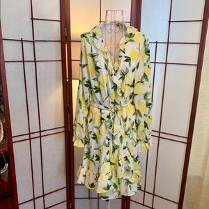 Ella Moon Lemon Print Wrap Dress XL